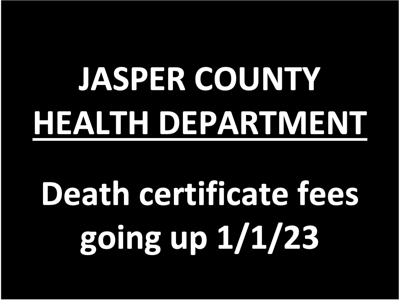 Jasper County death certificate fees